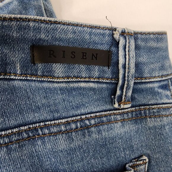 Risen Womens Jeans 31/13 Button Fly High Rise Wide Leg Ankle Medium Wash RDP1242 - Picture 7 of 10